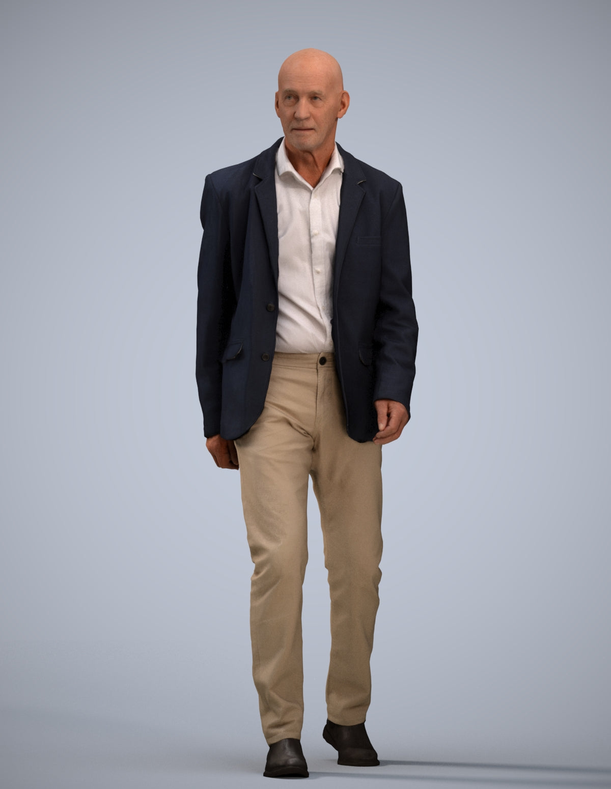 3D human model senior man business, photogrammetry scanned person for archviz