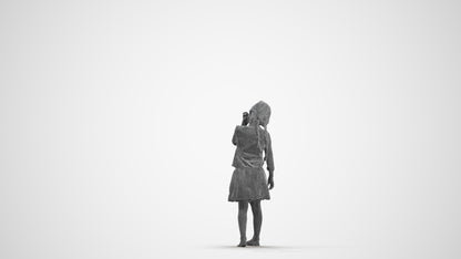 photogrammetry 3D girl kids, realistic human model archviz FBX, wireframe front view