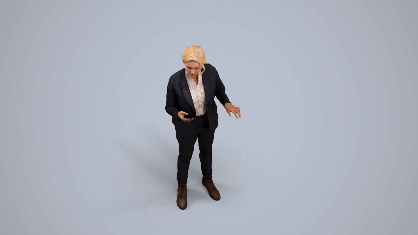 scanned 3D woman business, photogrammetry people for Enscape and V-Ray, back view render