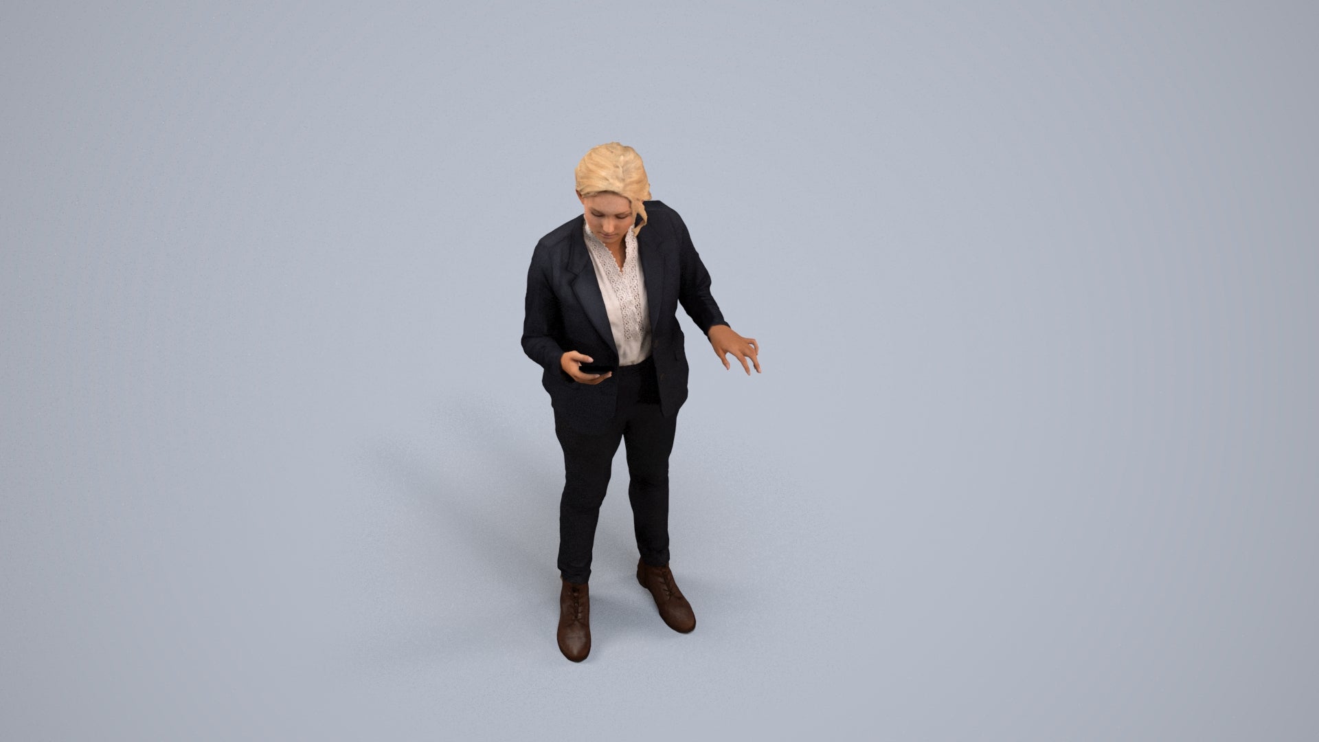 scanned 3D woman business, photogrammetry people for Enscape and V-Ray, back view render