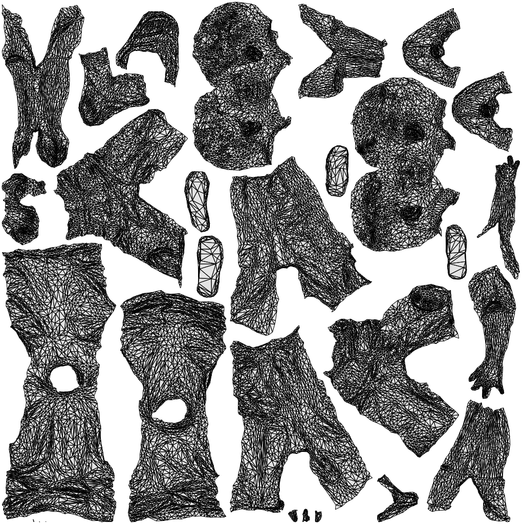 3D people model boy casual kids, scanned human for 3ds Max rendering, wireframe top-down view