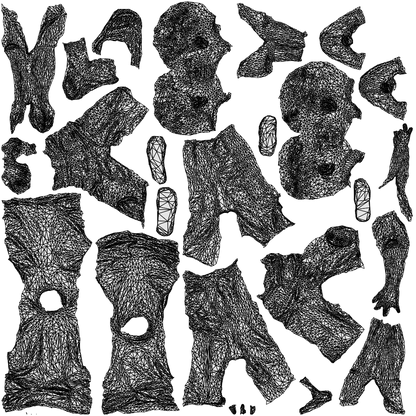 3D people model boy casual kids, scanned human for 3ds Max rendering, wireframe top-down view