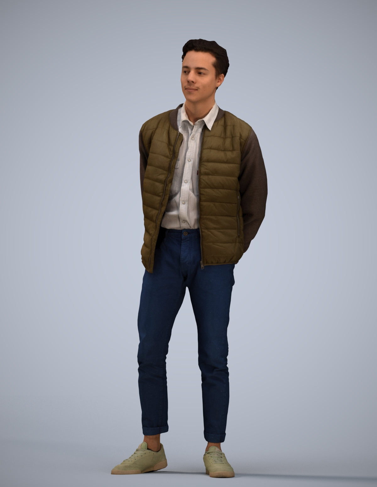 photogrammetry 3D man casual standing, realistic human model archviz FBX