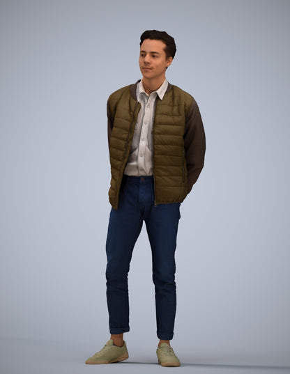 photogrammetry 3D man casual standing, realistic human model archviz FBX