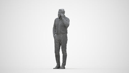 realistic 3D people man casual standing, render-ready for V-Ray and Corona, FBX OBJ, wireframe back view