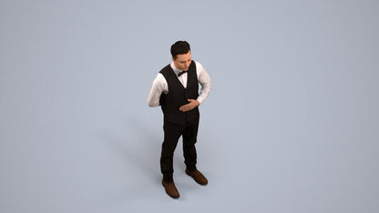 scanned 3D man hospitality, photogrammetry people for Enscape and V-Ray, back view render