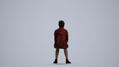 3D scanned woman sitting casual, photorealistic archviz people for Enscape and SketchUp, front view render