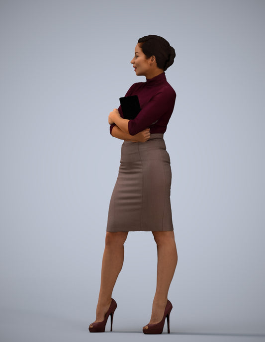 3D people model woman business standing, scanned human for 3ds Max rendering