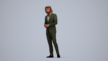 3D people model man business, scanned human for 3ds Max rendering, top-down view render