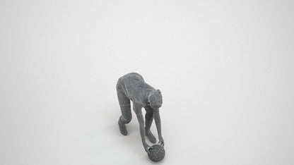3D human model girl sport, photogrammetry scanned person for archviz, wireframe three-quarter view