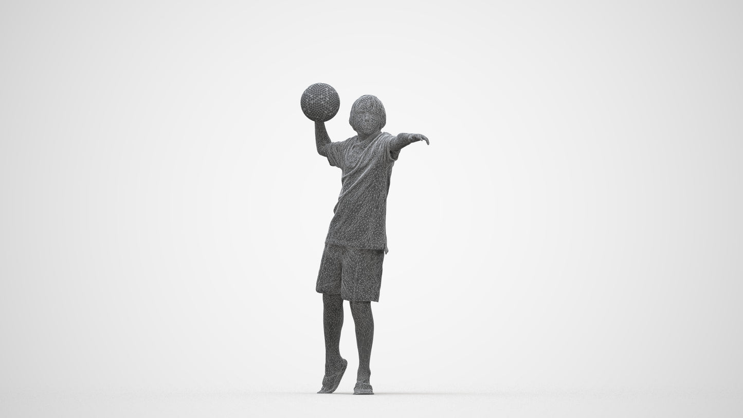 3D people model boy sport kids, scanned human for 3ds Max rendering, wireframe back view