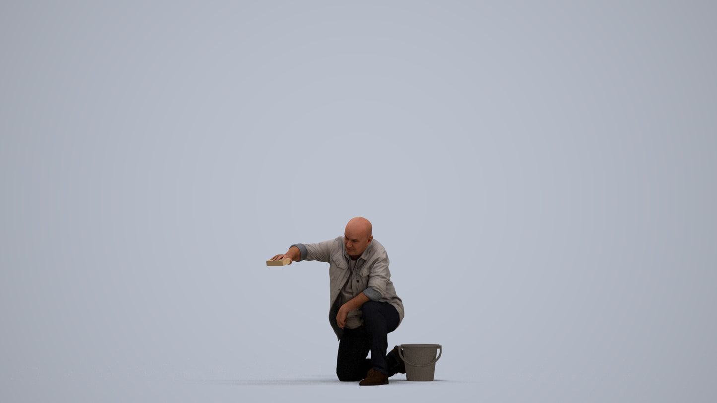realistic 3D people senior man casual driving, render-ready for V-Ray and Corona, FBX OBJ, standing pose render
