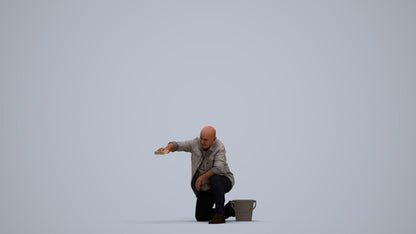 realistic 3D people senior man casual driving, render-ready for V-Ray and Corona, FBX OBJ, standing pose render