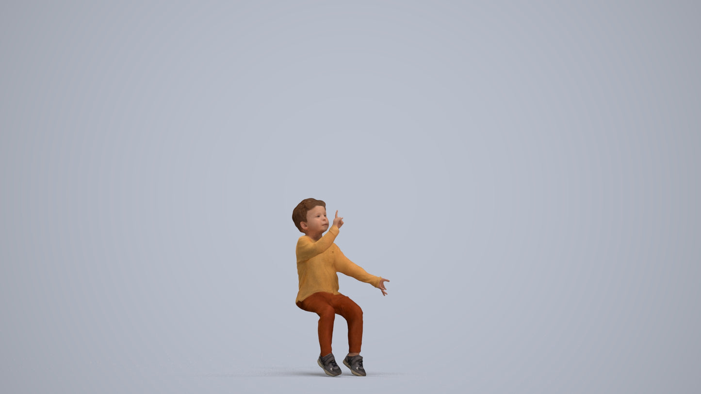 scanned 3D boy casual kids, photogrammetry people for Enscape and V-Ray, standing pose render