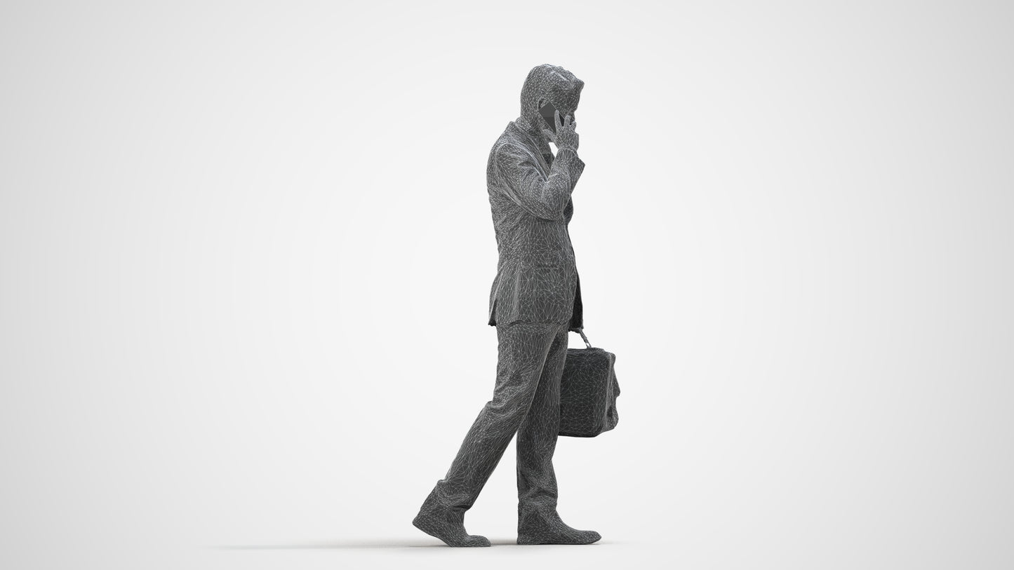 realistic 3D human man business, archviz people FBX OBJ for Blender, wireframe side view