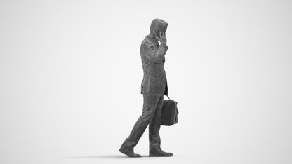 realistic 3D human man business, archviz people FBX OBJ for Blender, wireframe side view