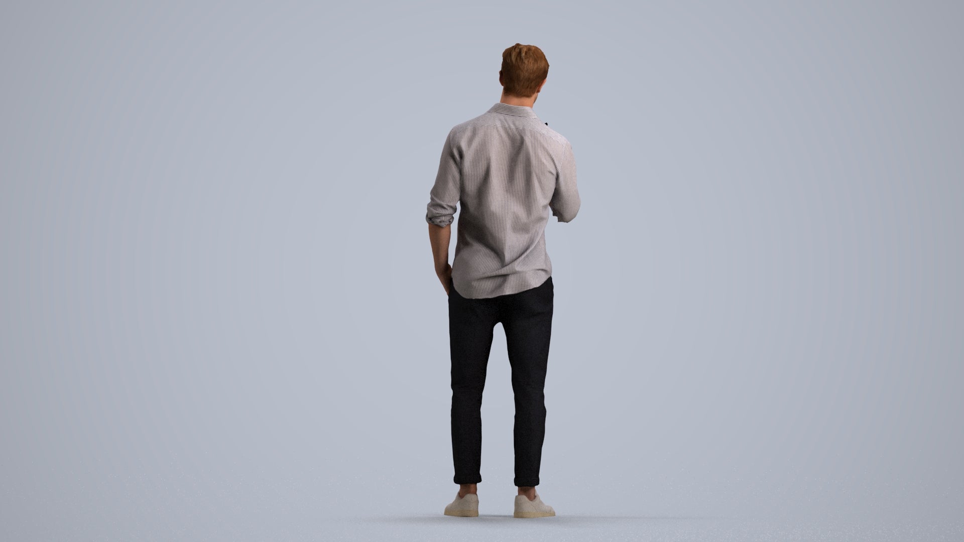 scanned 3D man casual standing, photogrammetry people for Enscape and V-Ray, front view render