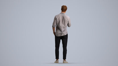scanned 3D man casual standing, photogrammetry people for Enscape and V-Ray, front view render