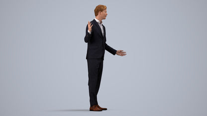 photogrammetry 3D man business, realistic human model archviz FBX, side view render