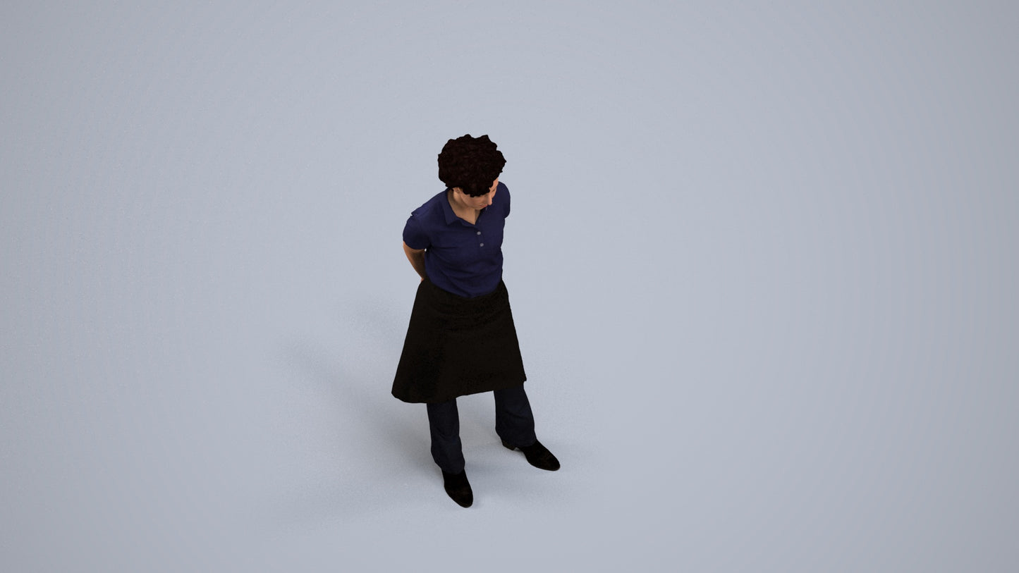 3D scanned woman standing, photorealistic archviz people for Enscape and SketchUp, back view render