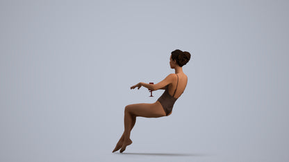 3D human model woman pool, photogrammetry scanned person for archviz, front view render