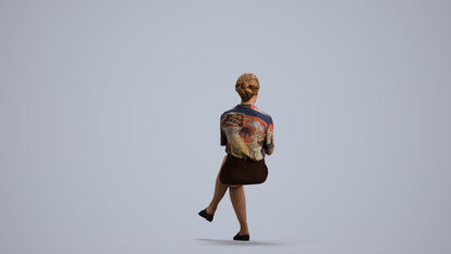 3D scanned woman sitting casual, photorealistic archviz people for Enscape and SketchUp, front view render