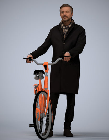 photogrammetry 3D man cycling, realistic human model archviz FBX