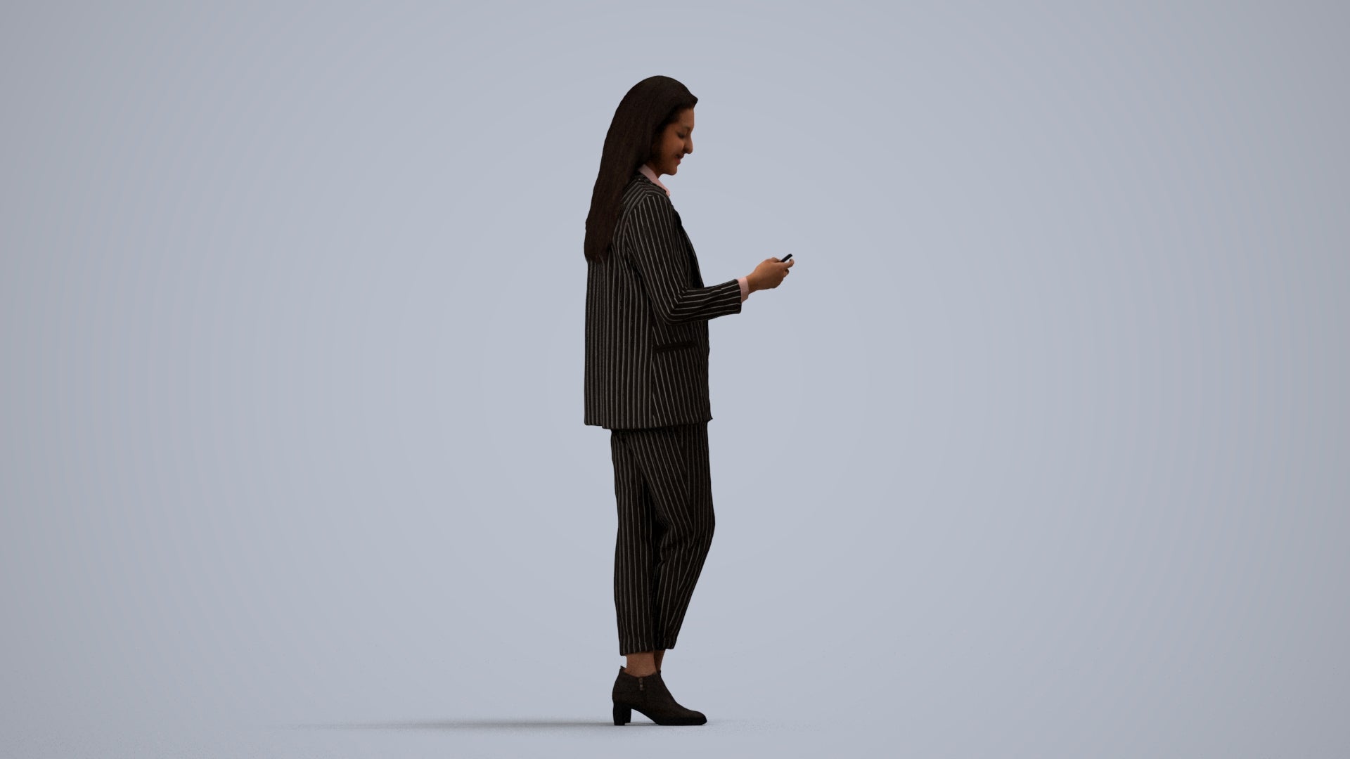 3D scanned woman business, photorealistic archviz people for Enscape and SketchUp, side view render