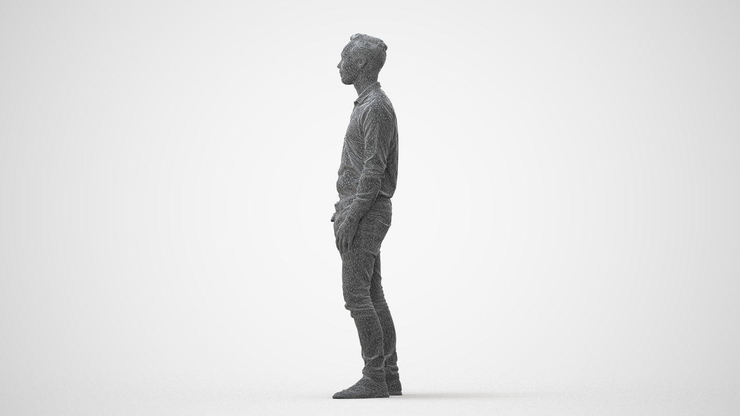 realistic 3D human man casual standing, archviz people FBX OBJ for Blender, square thumbnail