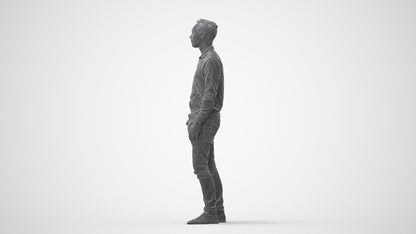 realistic 3D human man casual standing, archviz people FBX OBJ for Blender, square thumbnail