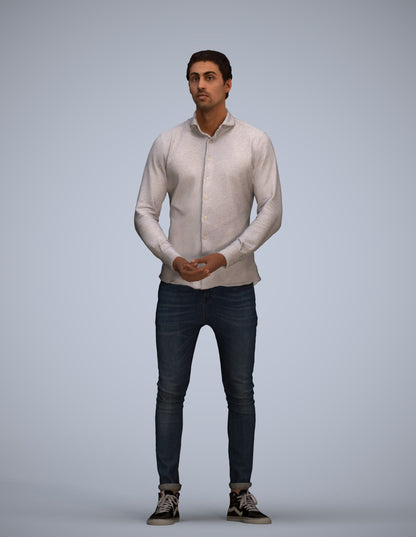 realistic 3D people man casual standing, render-ready for V-Ray and Corona, FBX OBJ