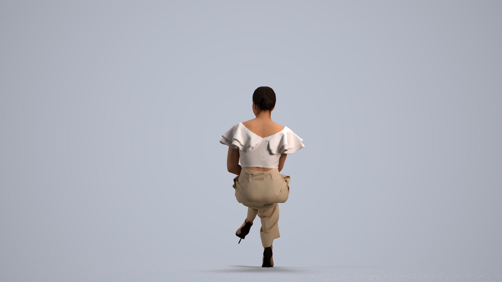 scanned 3D woman business sitting, photogrammetry people for Enscape and V-Ray, front view render