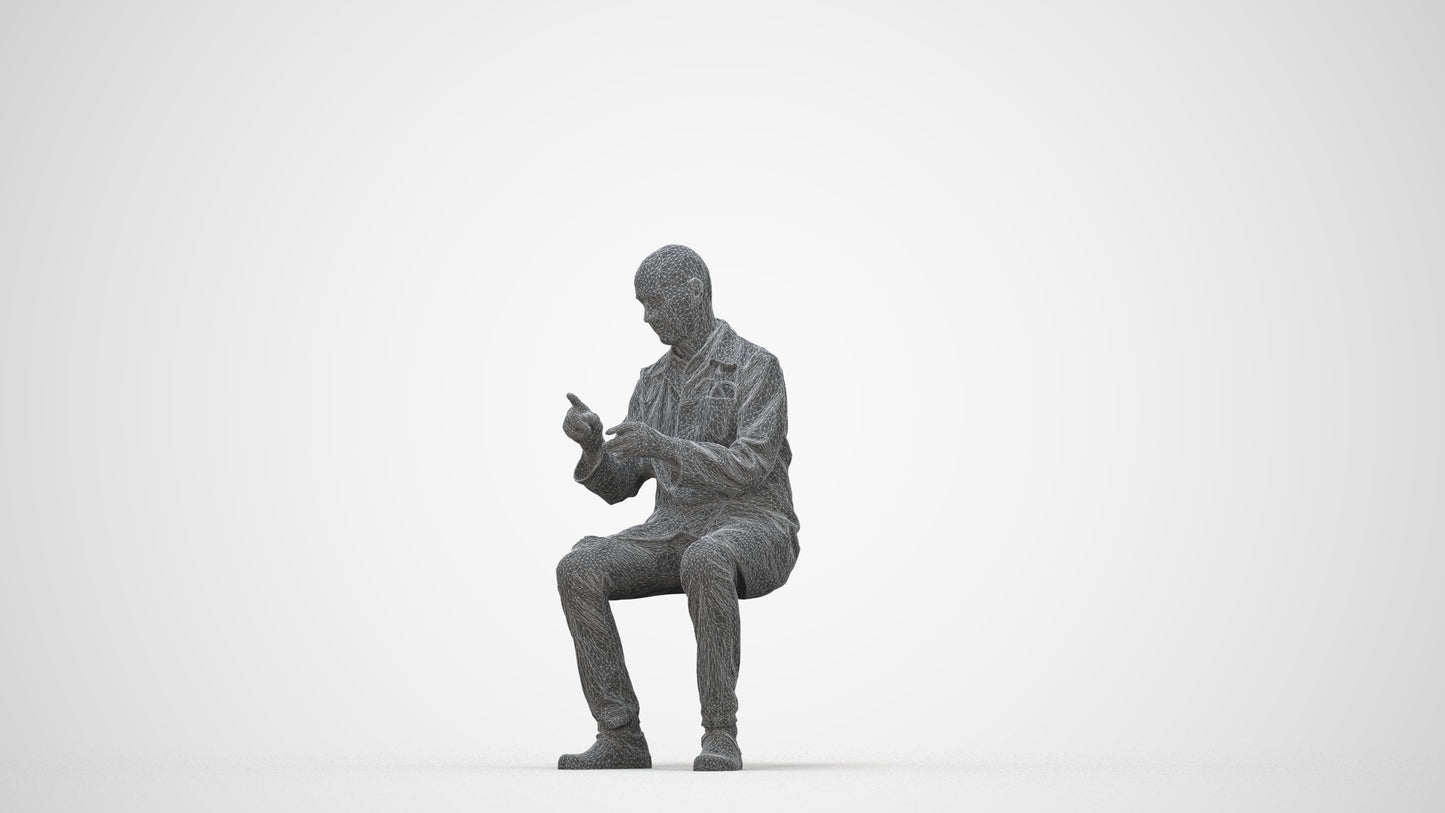 3D people model senior man medical, scanned human for 3ds Max rendering, wireframe back view