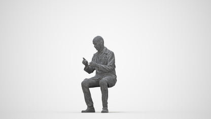 3D people model senior man medical, scanned human for 3ds Max rendering, wireframe back view