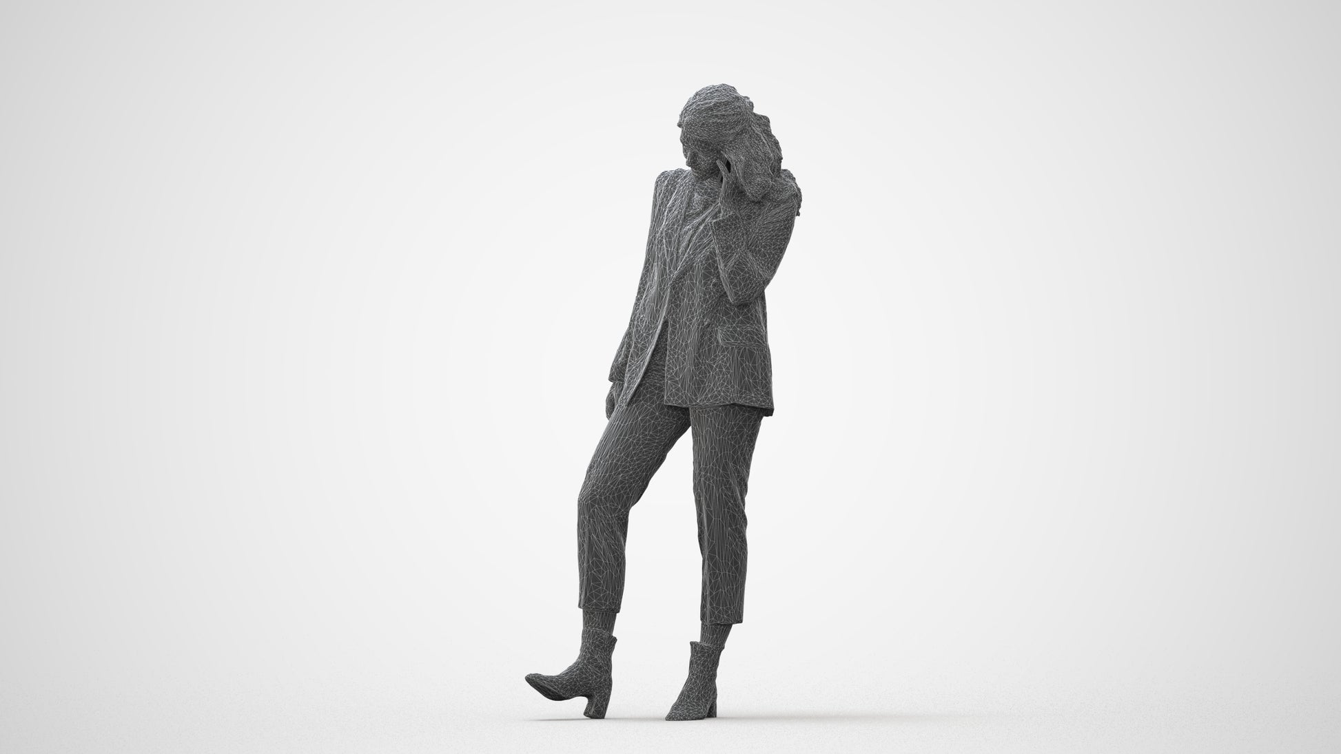 photogrammetry 3D woman business walking, realistic human model archviz FBX, square thumbnail