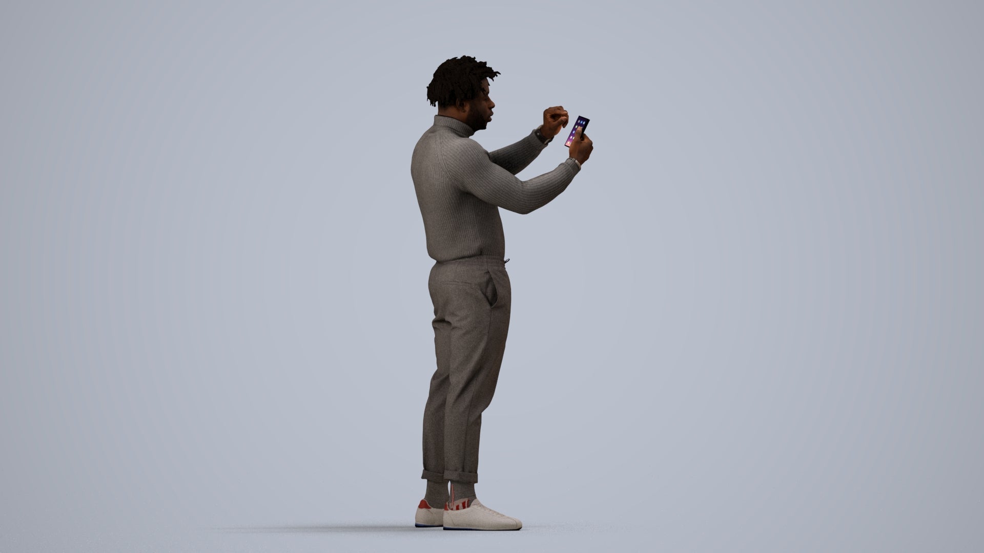photogrammetry 3D man casual standing, realistic human model archviz FBX, side view render