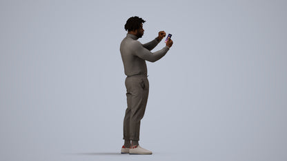 photogrammetry 3D man casual standing, realistic human model archviz FBX, side view render