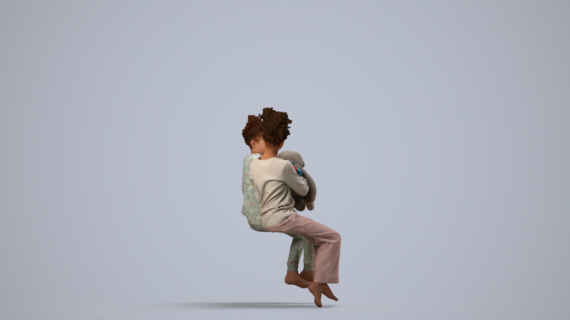realistic 3D people girl kids, render-ready for V-Ray and Corona, FBX OBJ, side view render