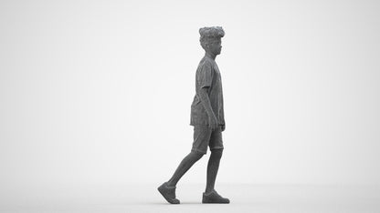 realistic 3D boy casual kids, scanned archviz people for Blender and 3ds Max, wireframe side view