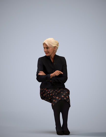 realistic 3D senior woman business, scanned archviz people for Blender and 3ds Max