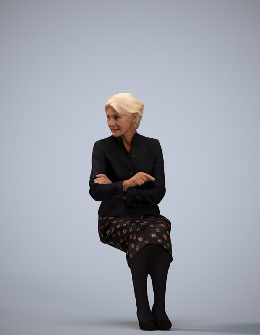 realistic 3D senior woman business, scanned archviz people for Blender and 3ds Max