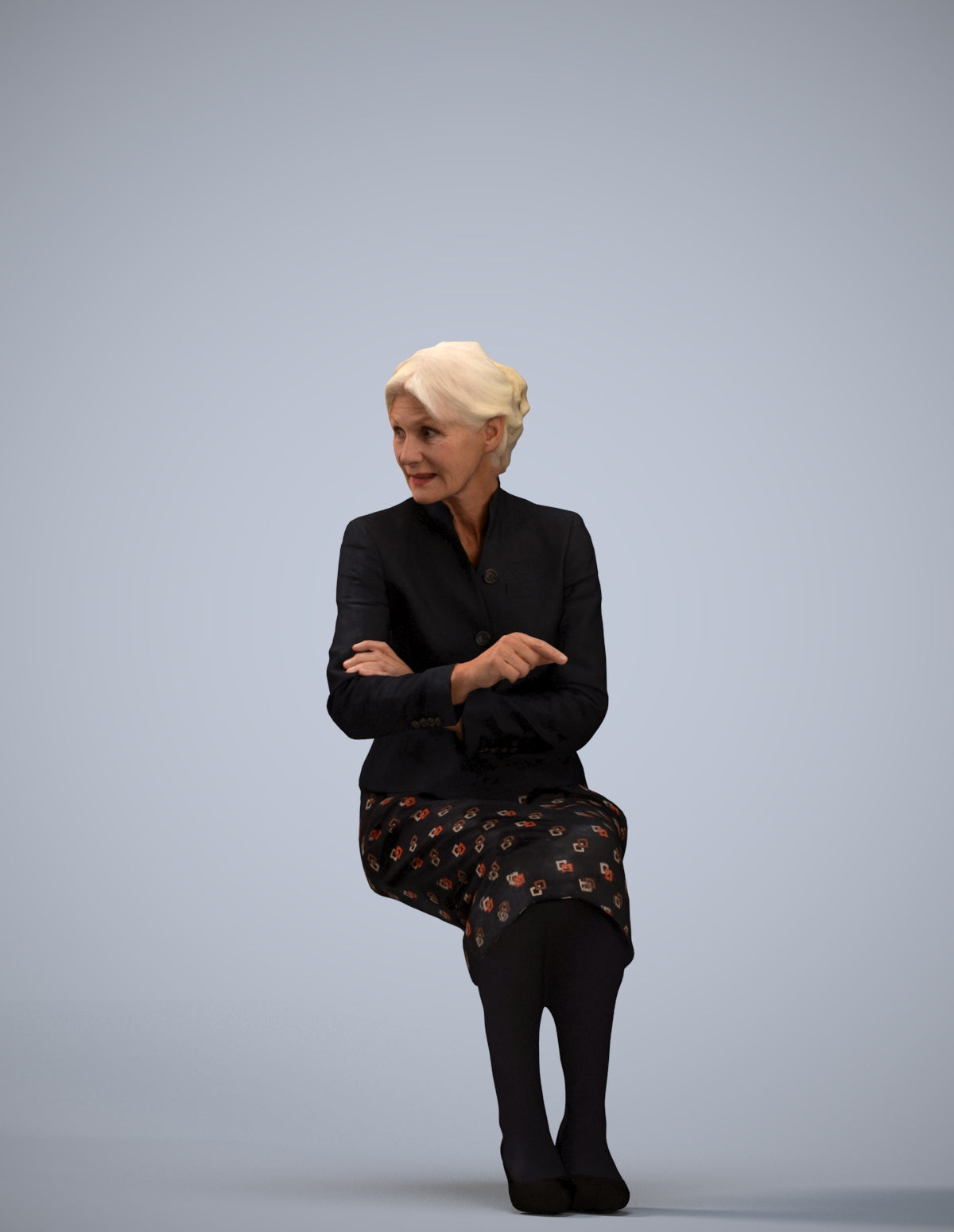 realistic 3D senior woman business, scanned archviz people for Blender and 3ds Max