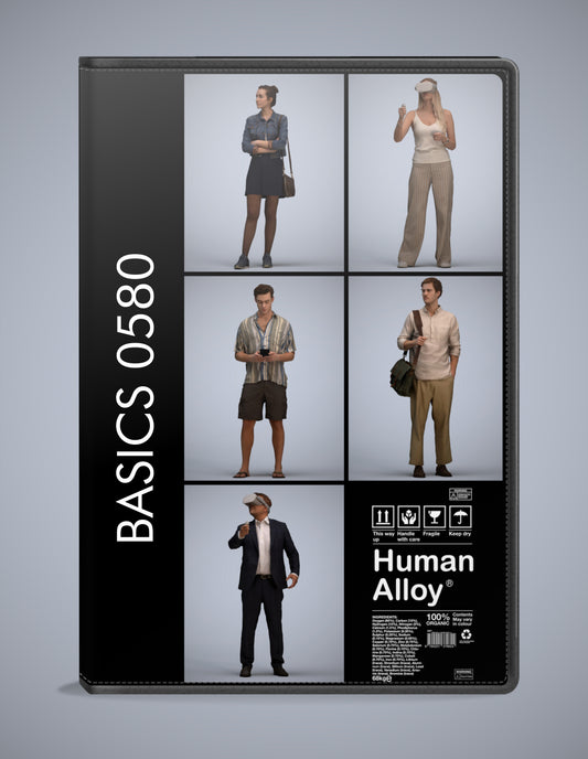 realistic 3D humans standing pack, 5 archviz people FBX OBJ for Blender