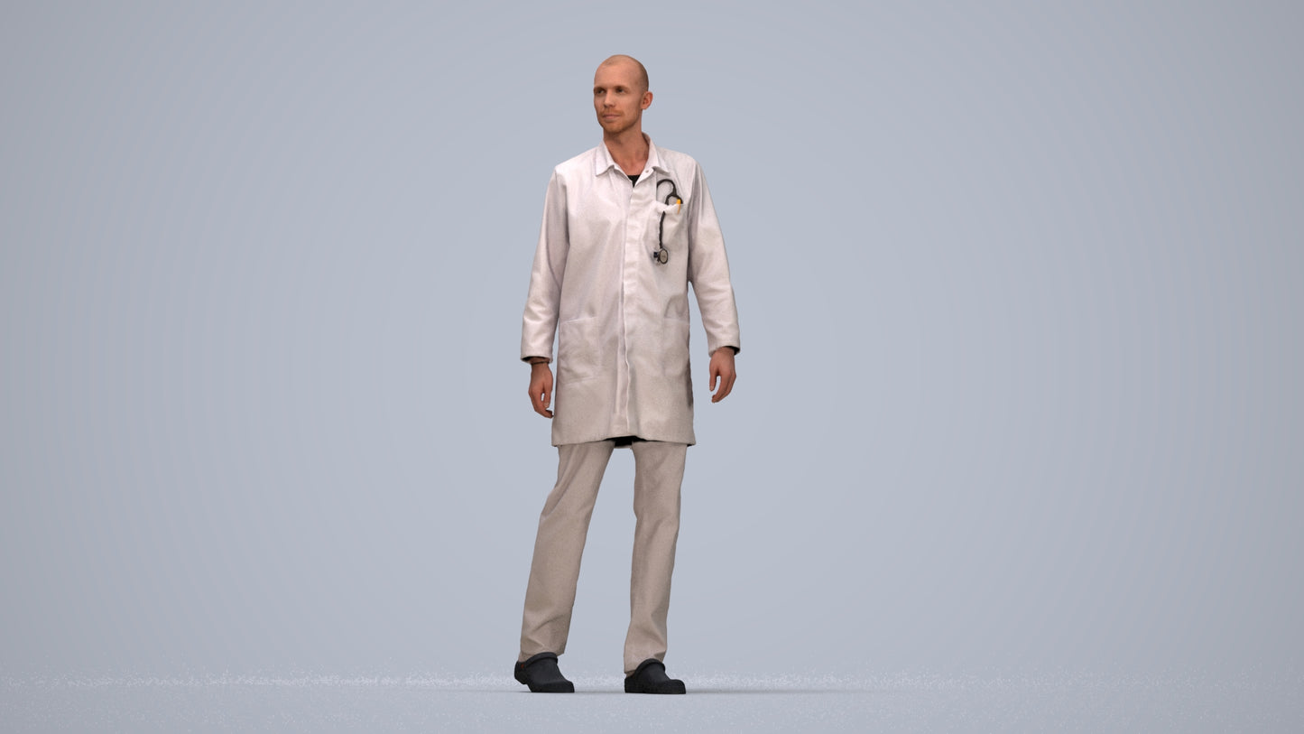 realistic 3D man medical, scanned archviz people for Blender and 3ds Max, top-down view render
