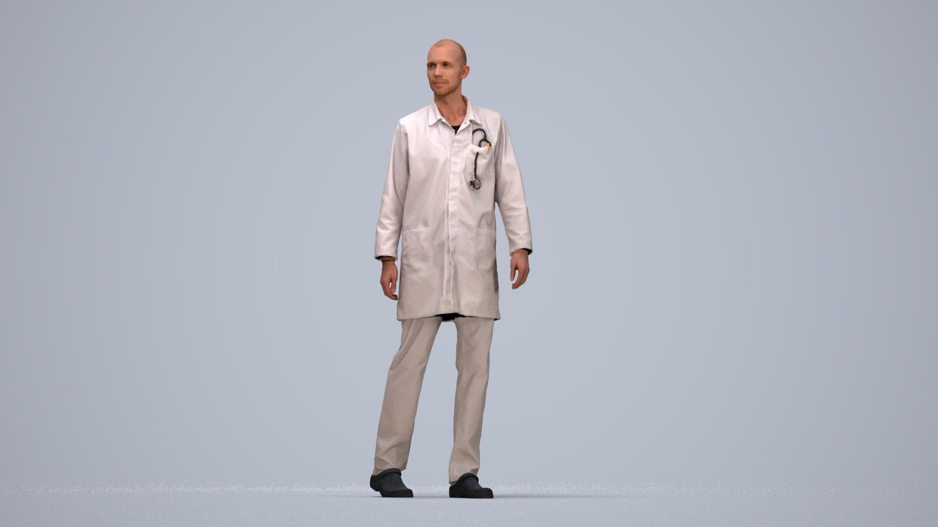 realistic 3D man medical, scanned archviz people for Blender and 3ds Max, top-down view render