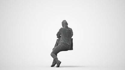 3D human model woman casual shopping, photogrammetry scanned person for archviz, square thumbnail