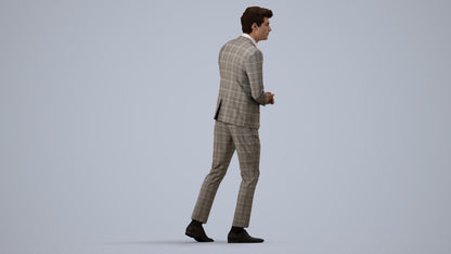 photogrammetry 3D man business, realistic human model archviz FBX, side view render