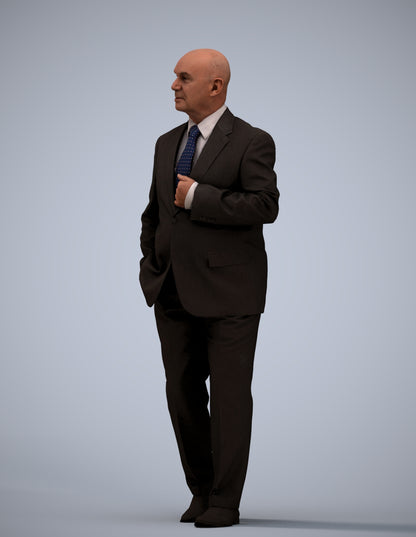 scanned 3D senior man business, photogrammetry people for Enscape and V-Ray