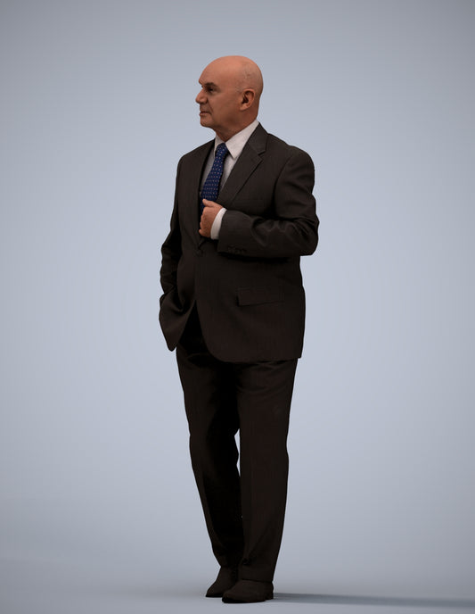 scanned 3D senior man business, photogrammetry people for Enscape and V-Ray