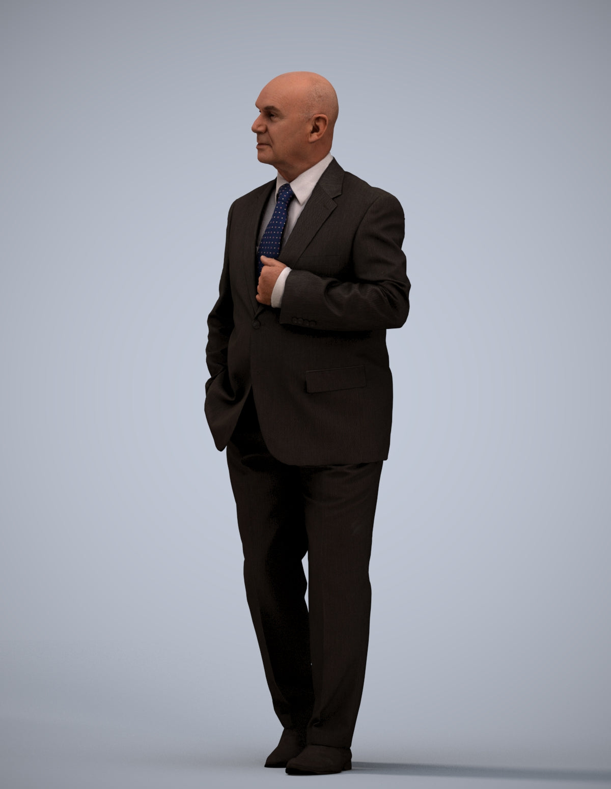 scanned 3D senior man business, photogrammetry people for Enscape and V-Ray
